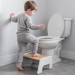 One Step Stool for Kids, Wooden Step for Sink and Potty Training - White