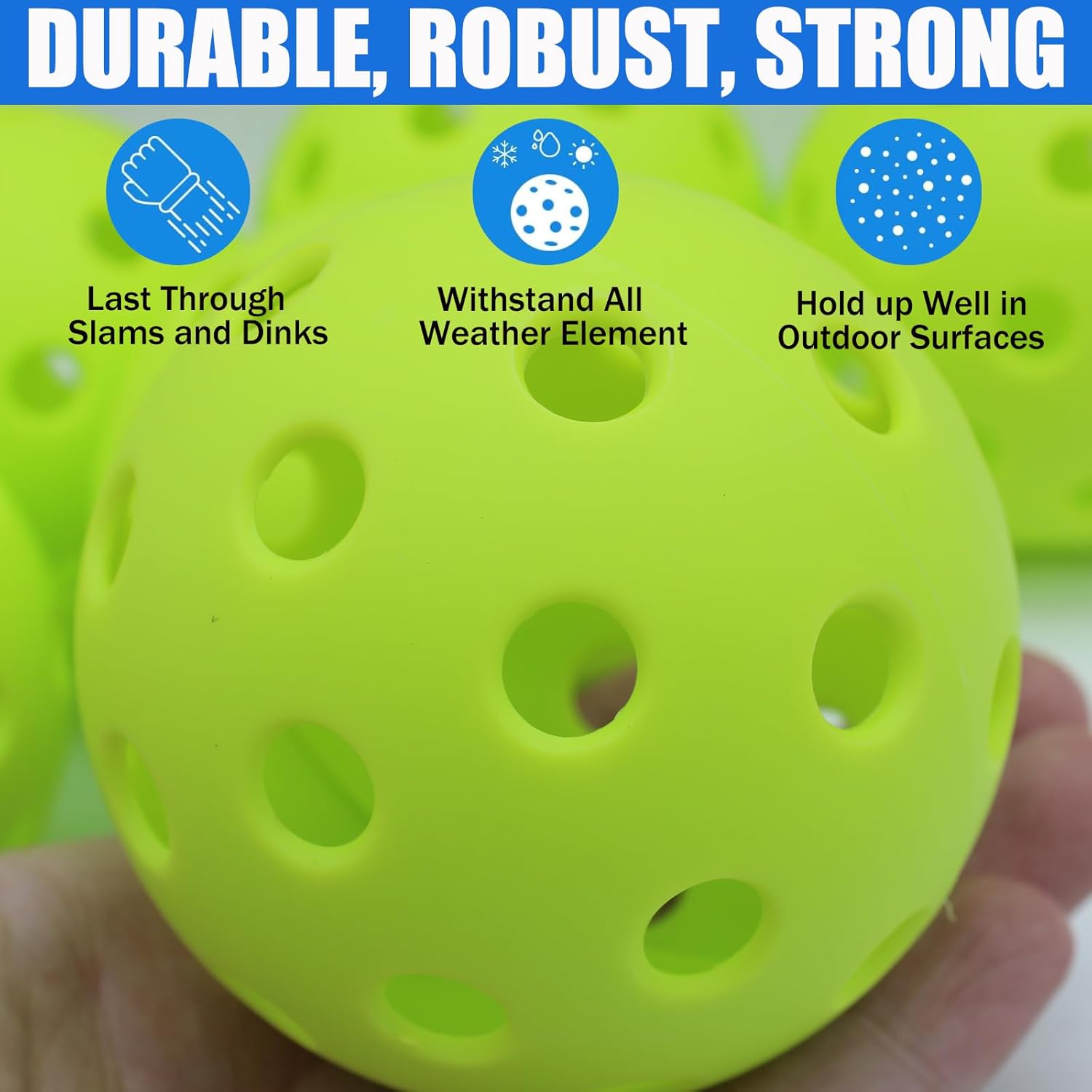 Magicorange Pickleball Balls, 20 Pack USAPA Approved Outdoor Pickleballs, High Elasticity & Durable Pickle Balls - Image 3