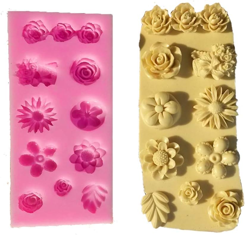 FOYARASilicone Rose Chocolate Mold Flower Fondant Mold for Sugarcraft Cake Decoration Resin Polymer Clay Soap Wax Making