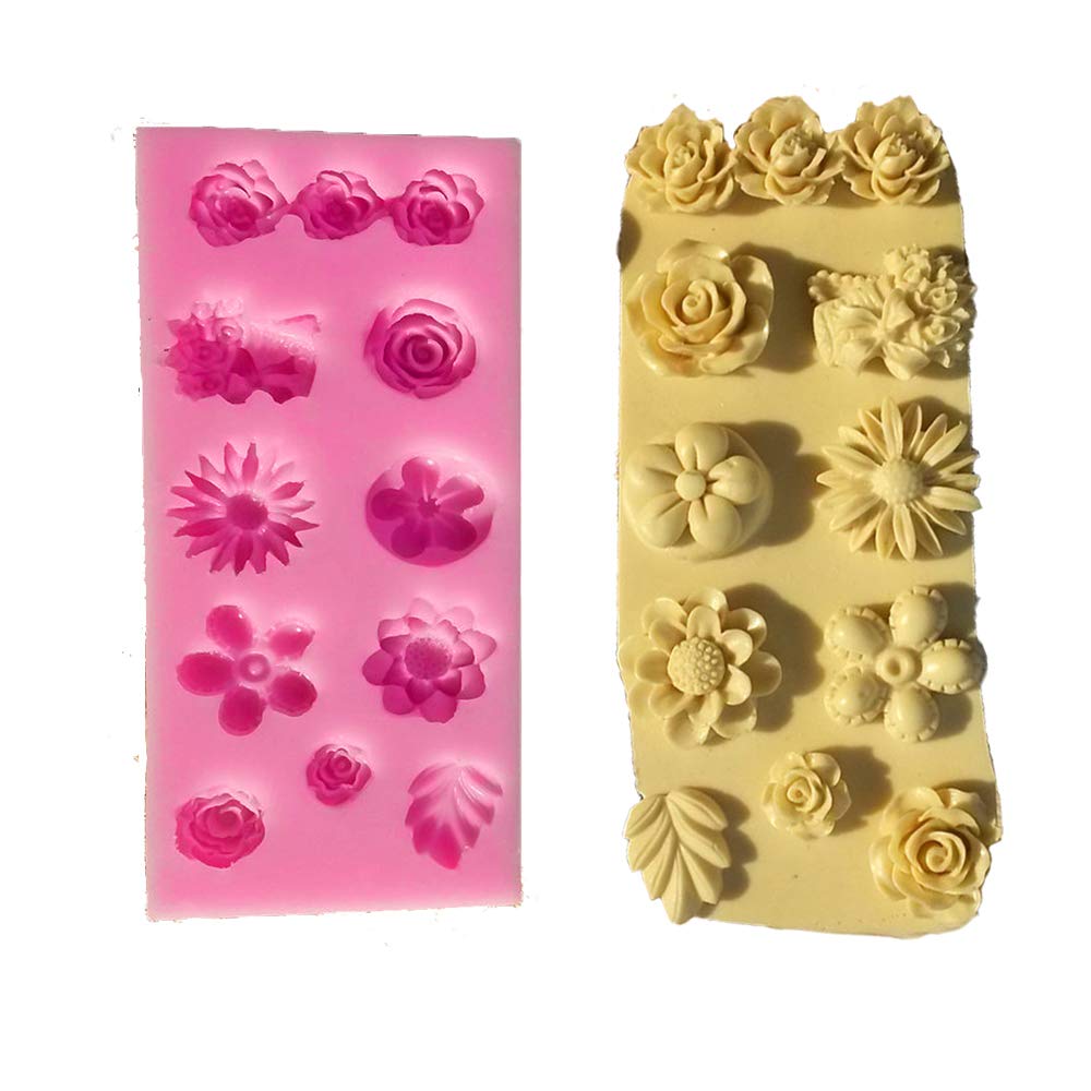 FOYARASilicone Rose Chocolate Mold Flower Fondant Mold for Sugarcraft Cake Decoration Resin Polymer Clay Soap Wax Making