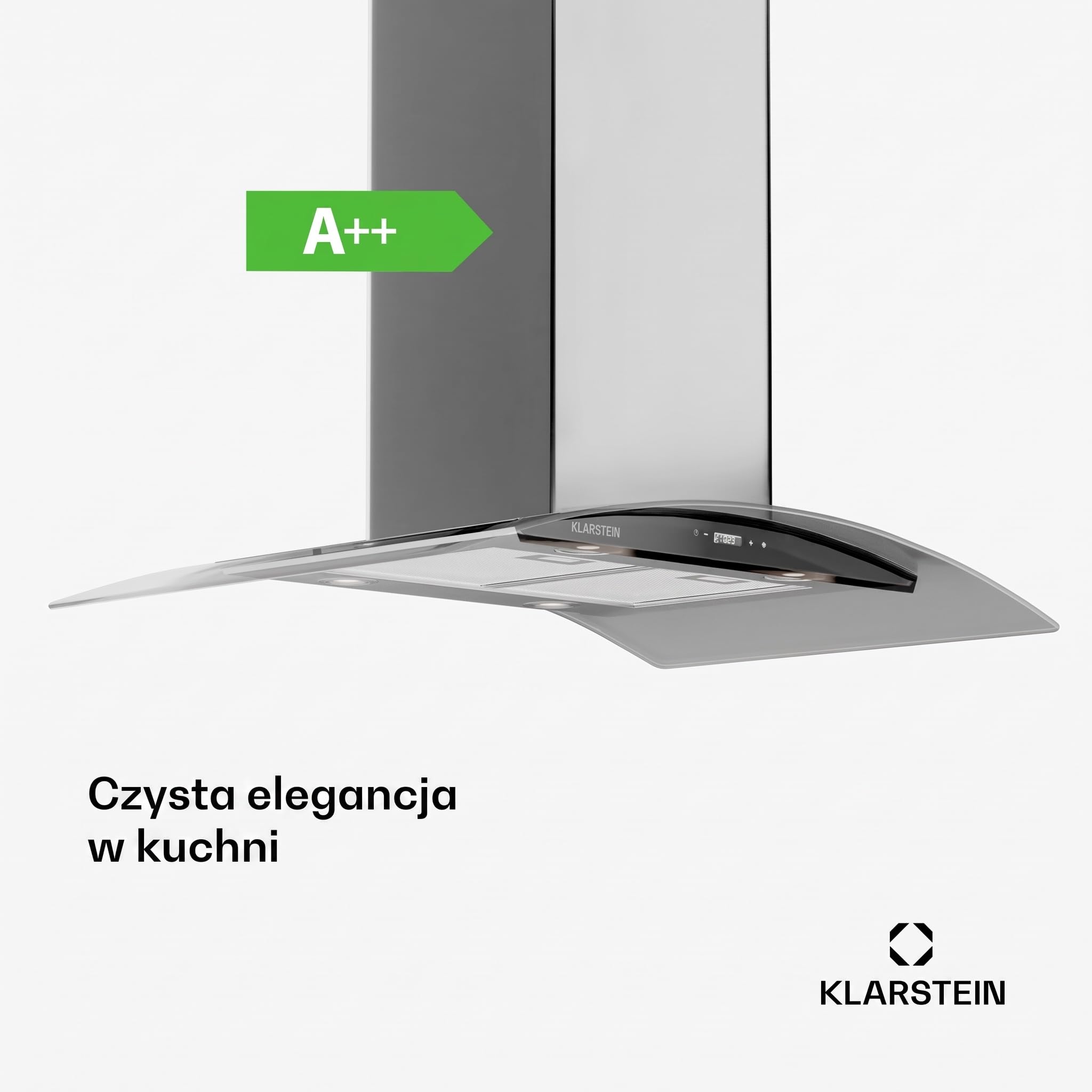 Klarstein Okap kuchenny 90 cm, z filtrem nadającym się do mycia w zmywarce, oświetleniem LED i sterowaniem dotykowym, cichy okap kuchenny z przepływem powietrza 600 m³/h, energooszczędne okapy ścienne