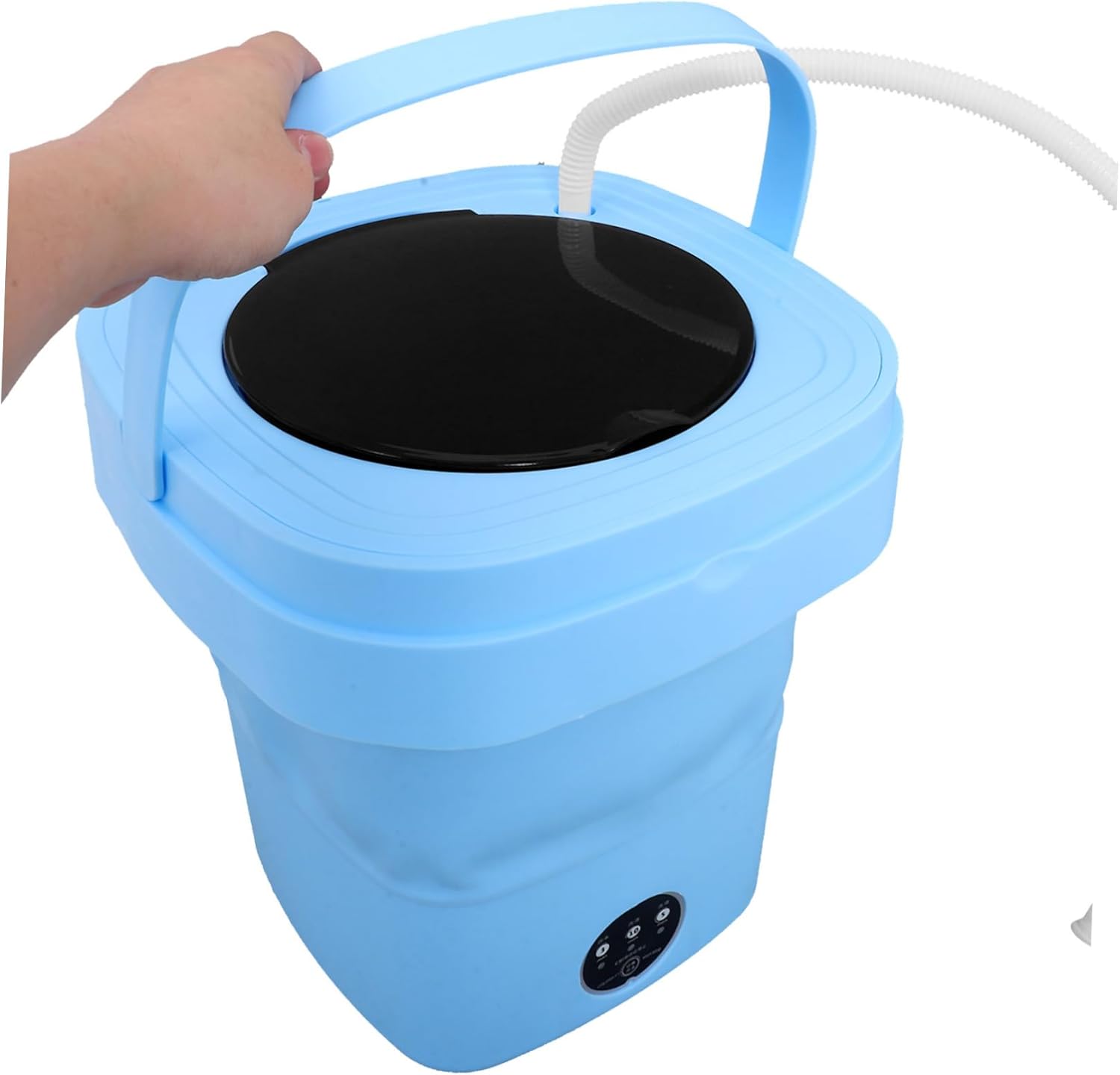 Portable Mini Folding Washing Machine with Drain Basket and Hose Compact Lightweight Washer for Travel Dorms Apartments Easy Storage and Operation US Plug