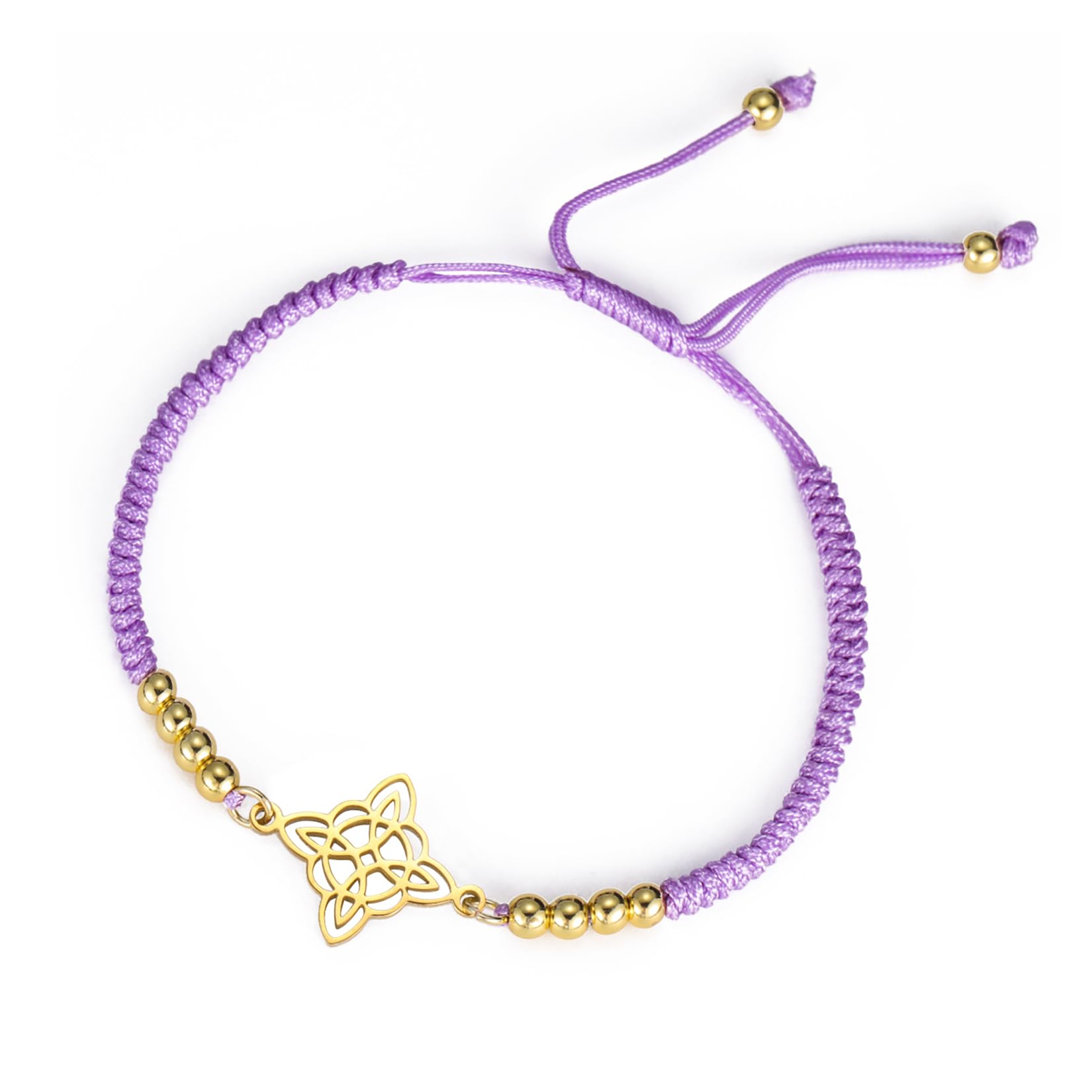 Witch Knot Bracelet Irish Trinity Celtic Knot Bracelet Handmade Braided Rope Lucky Red String Bracelet Adjustable Beaded Couple Triquetra Wiccan Amulet Jewelry