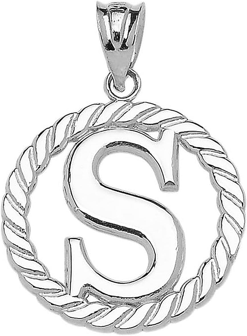 Claddagh Gold Fine 925 Sterling Silver Personalized Initial A-Z Roped Circle Charm Pendant