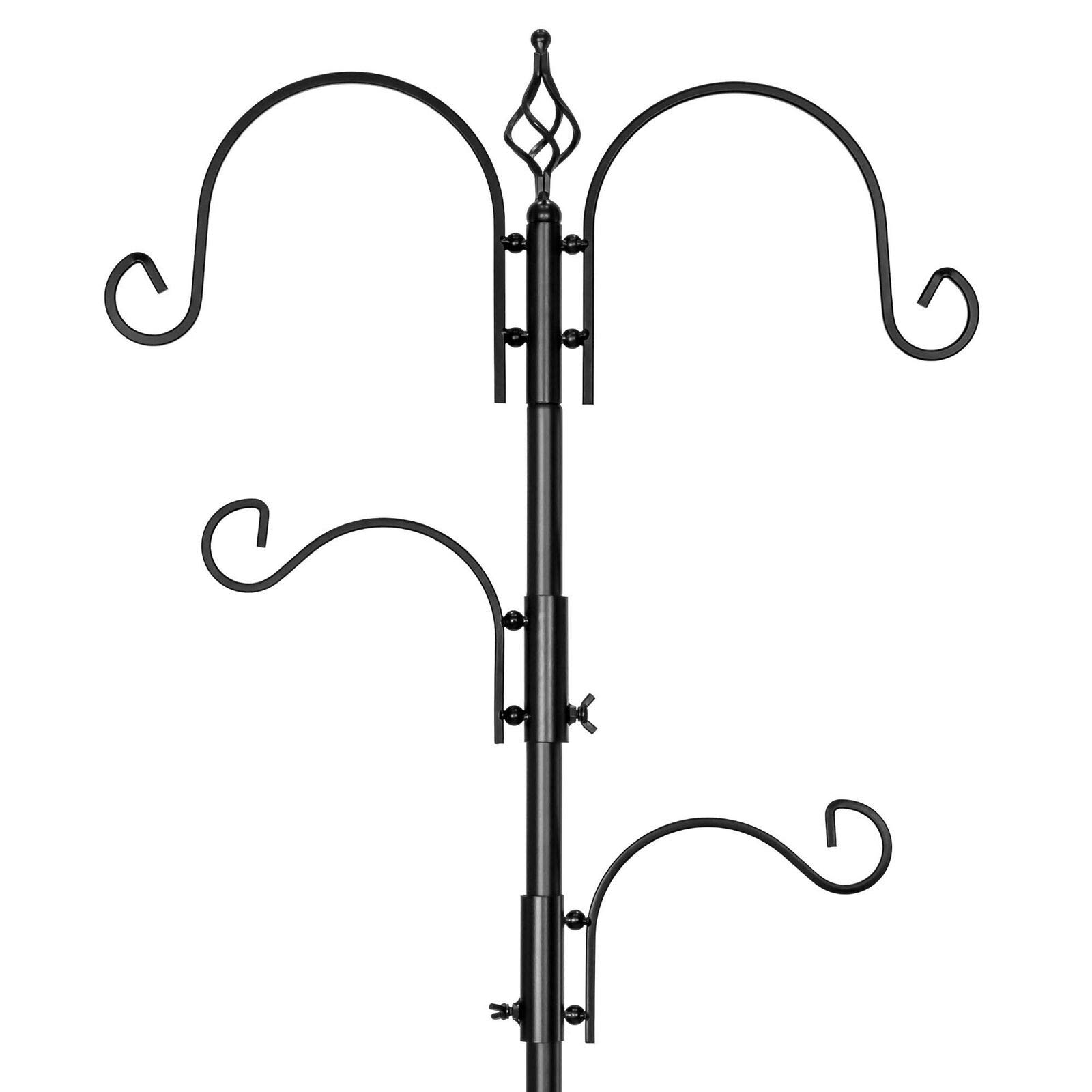 Buy Black 4Hook Outdoor Bird Feeding Station with 2 Feeders Food Tray