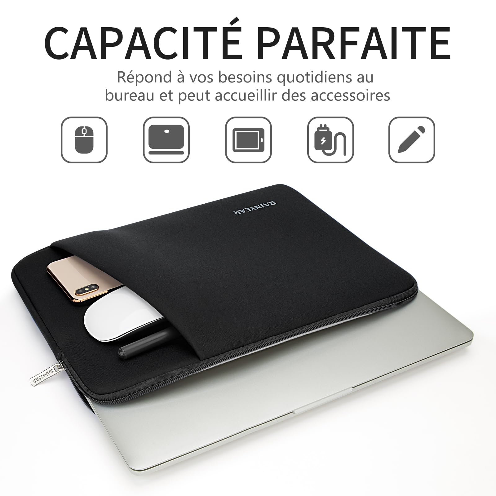 Housse De Transport Pour Ordinateur Portable 17 Pouces Rainyear - Polyester Noir - Neuf