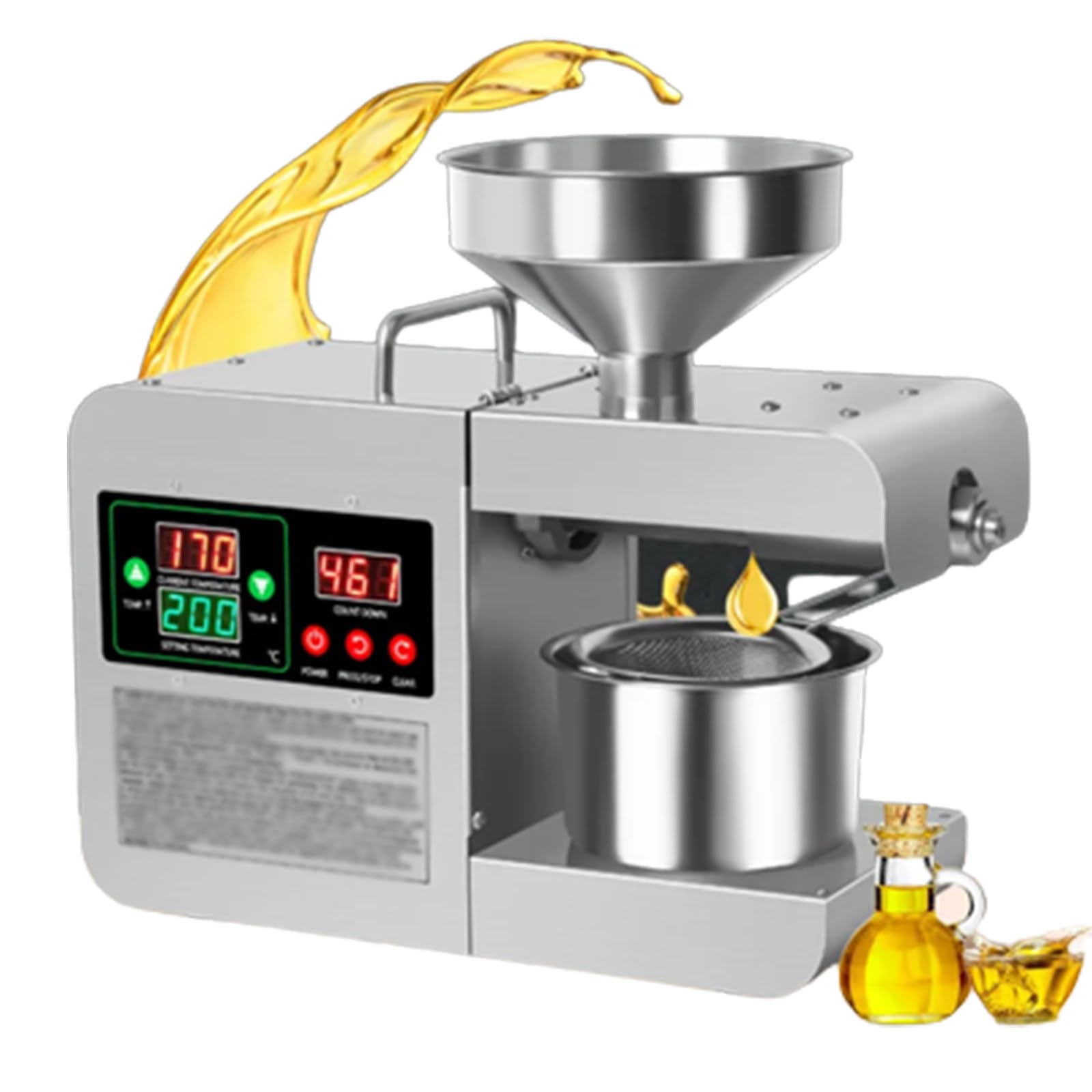 OPSREY Intelligent Temperature Controlled Oil Press 600W Stainless Steel Cold Pressed Flaxseed Peanut Coconut Oil Press