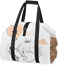 Balão de elefante fofo bolsa de transporte de lenha bolsa de tronco de lenha bolsa de transporte interno animal elefantes bolsa de armazenamento de lenha rack de lenha de fogo ao ar livre bolsa de transporte de lenha com alças