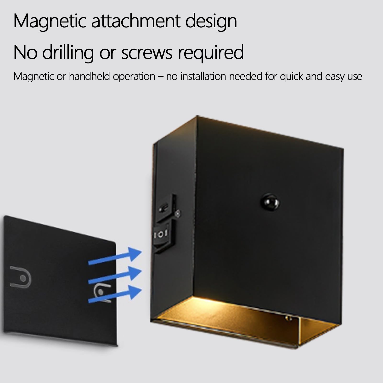 Lampada da Parete a LED Moderna con rilevatore di Movimento, Applique da Parete Ricaricabile Tramite USB, Illuminazione da Parete Magnetica per Interni, in Alluminio, Minimalista