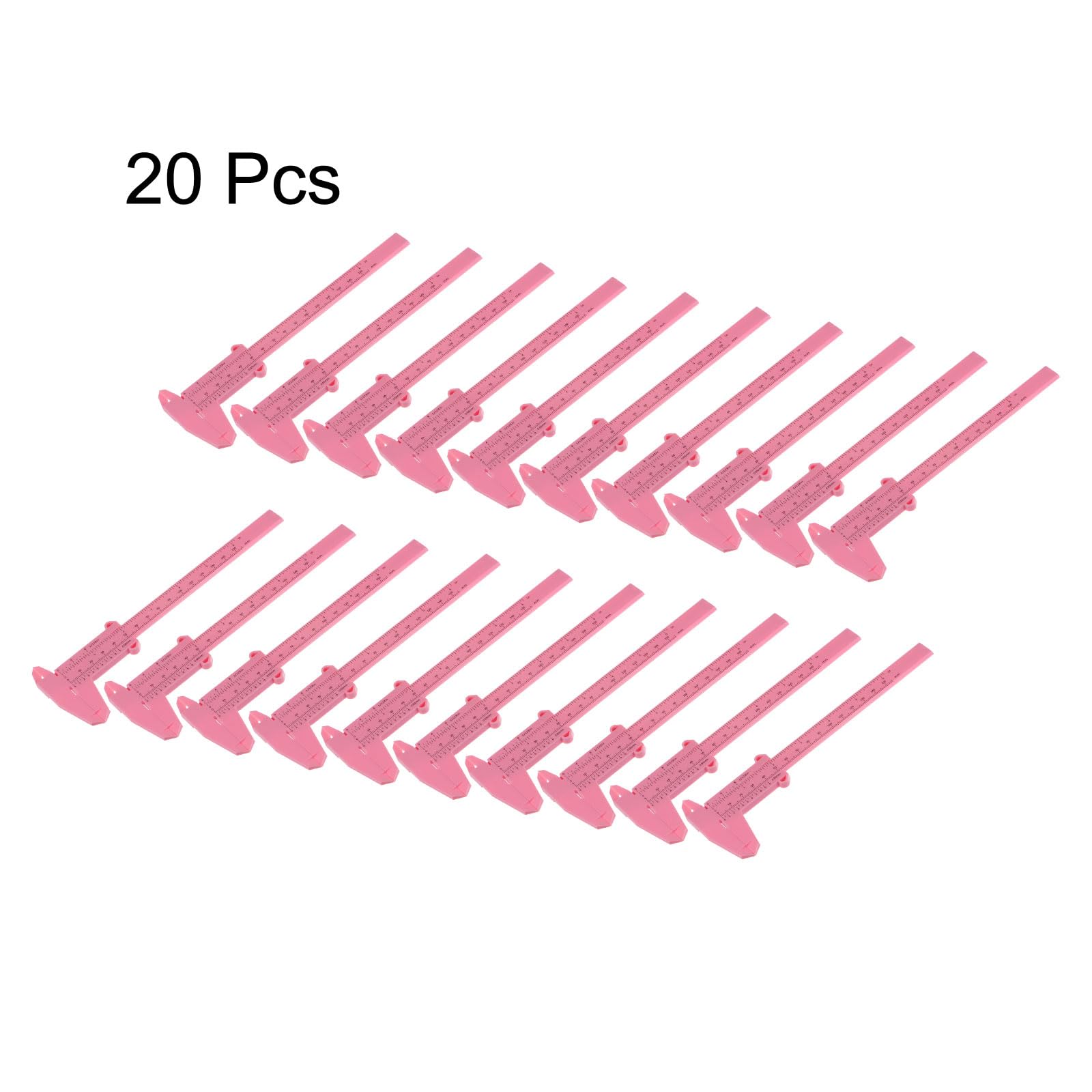 20 Mini calibradores Vernier de 150 mm/6 Pulgadas con Doble Escala métrica y en Pulgadas, Herramienta de medición Deslizante para medir Profundidades internas, Color Rosa.