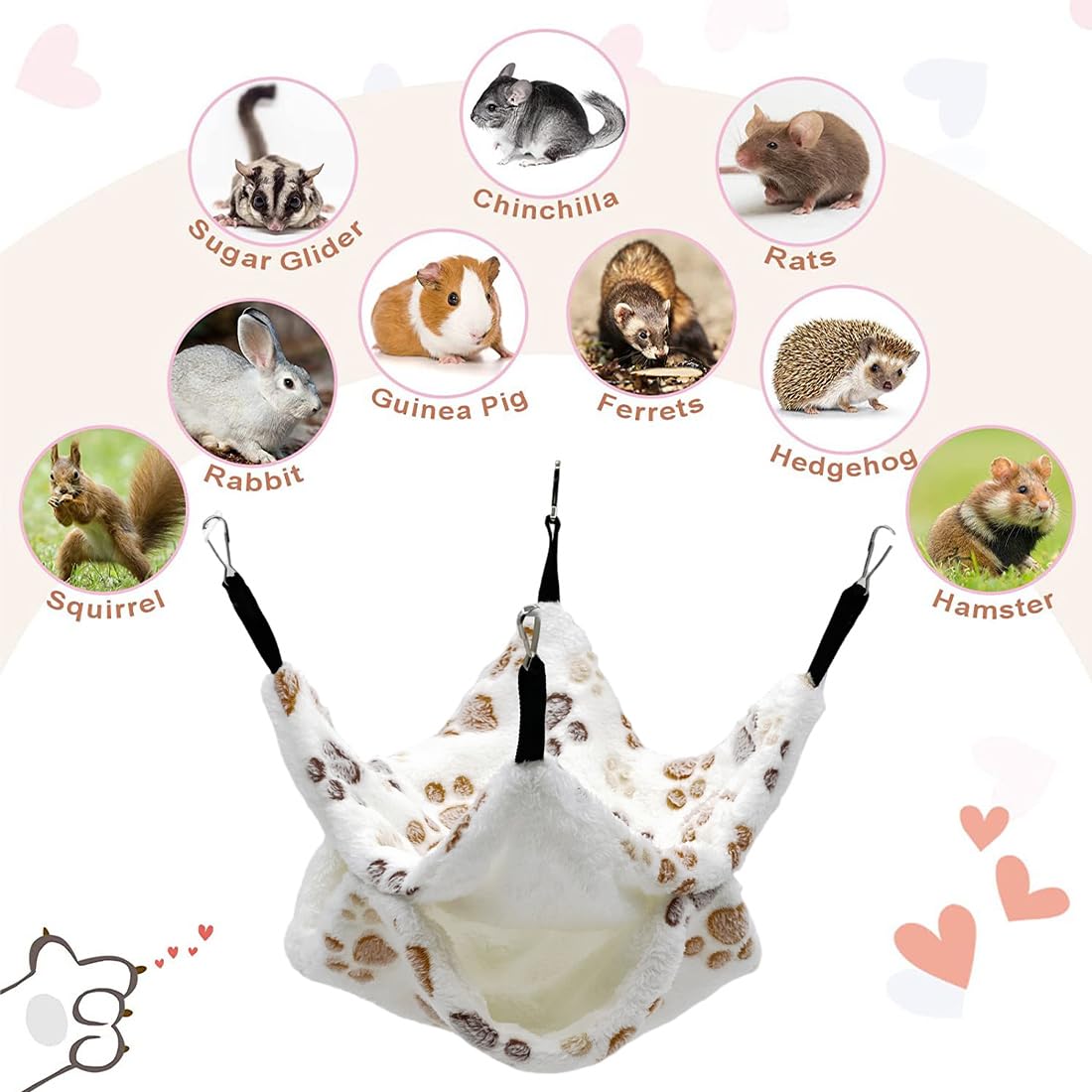WeddHuis 1 Pièce Hamac pour Cobaye pour Ratons laveurs Petits Animaux Doux Chaud Flocon de Laine Animaux de Compagnie Accessoire de Cage Hamac pour Petits Animaux pour Dormir Hamster (Étoile)