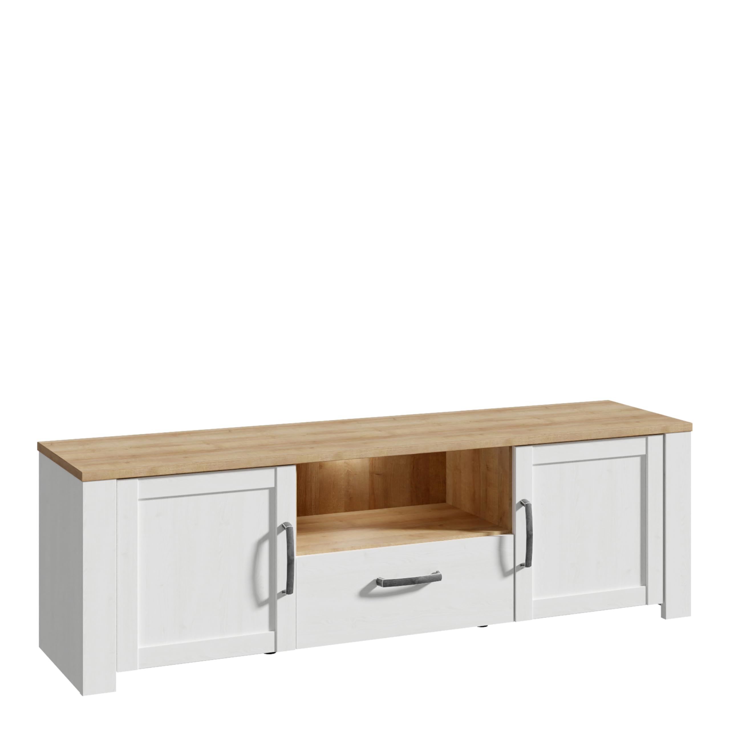 Furniture To Go | Bohol, Riviera Oak & White, TV Unit inc. LED Light