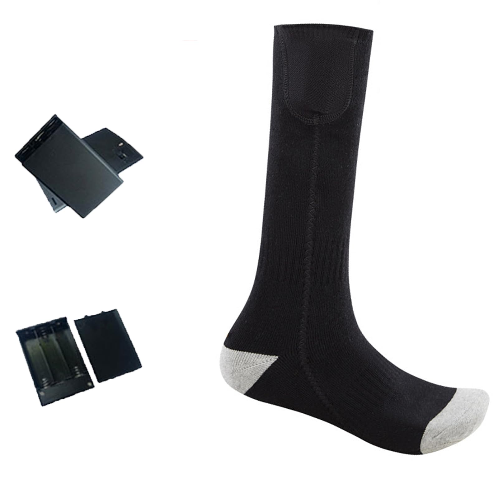 Chaussettes chauffantes pour Hommes et Femmes avec télécommande APP et 5000 mAh jusqu'à 10 Heures Chaussettes de Ski chauffantes Rechargeables 3 Niveaux de température C blackgray
