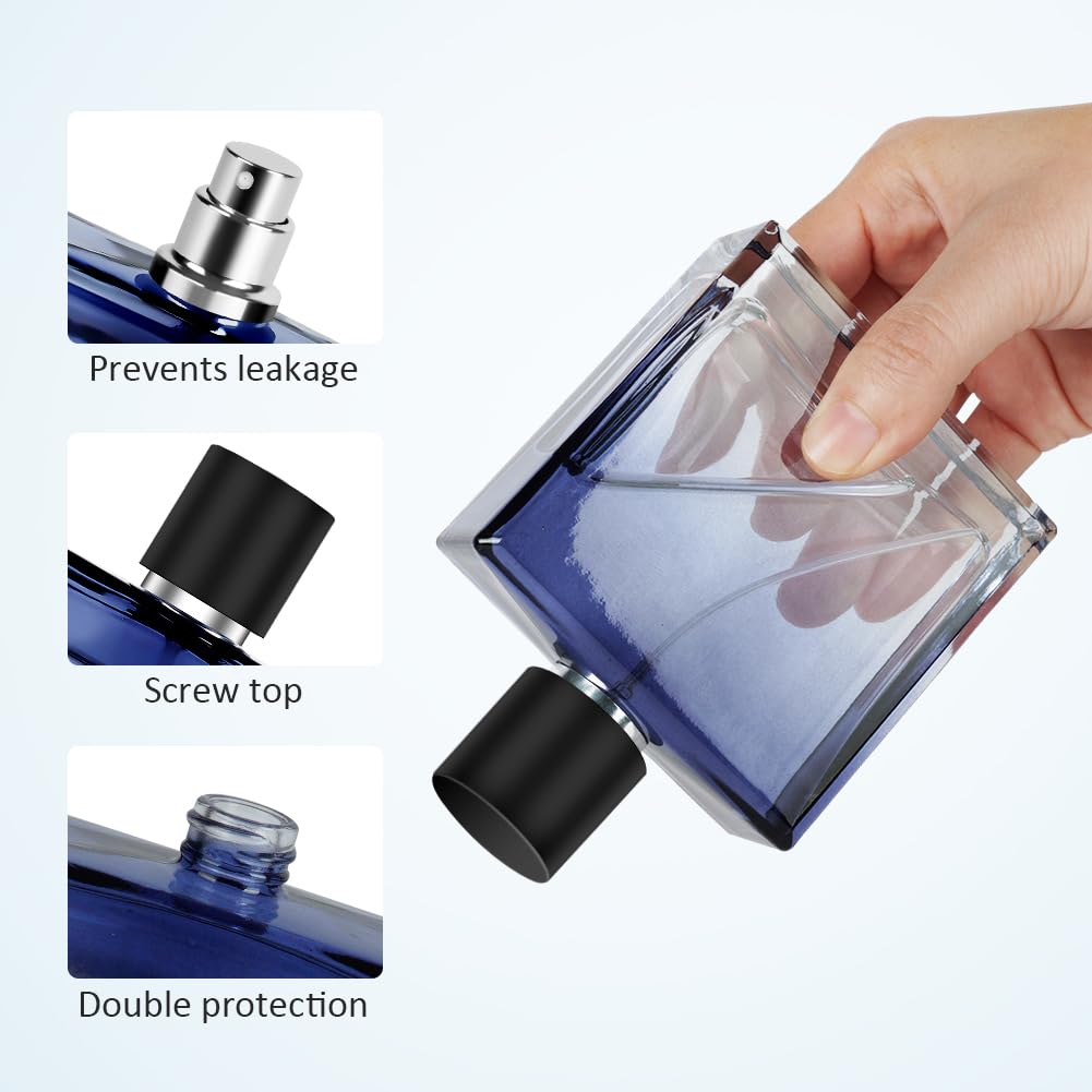 LOPHE Parfümzerstäuber, 2 Stück 50ml Mini Parfum Zerstäuber Blau, Portable Parfümzerstäuber Nachfüllbar, Zerstäuber Parfüm Sprühflasche, Perfume Sprayer für Reise Männer und Frauen