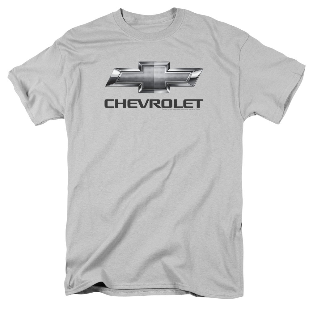 Chevrolet Automobiles Chevy Classic Bowtie Logo On Silver Adult T-Shirt Tee