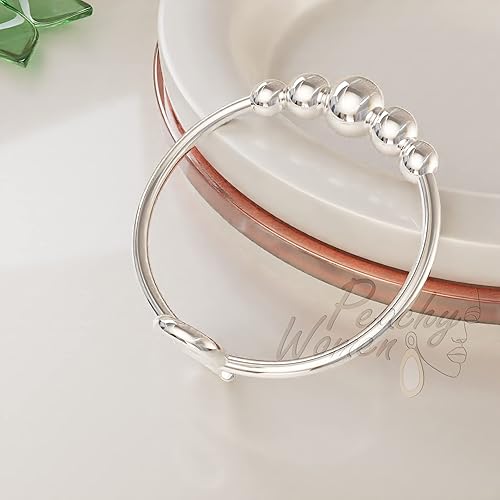 Miniatura 14 de Gold-Filled Anxiety Fidget Ring With Blue Opal - One Size Anxiety Relief Ring With Beads - Fidget Spinner in 14K Gold - Meditation Fidget Ring