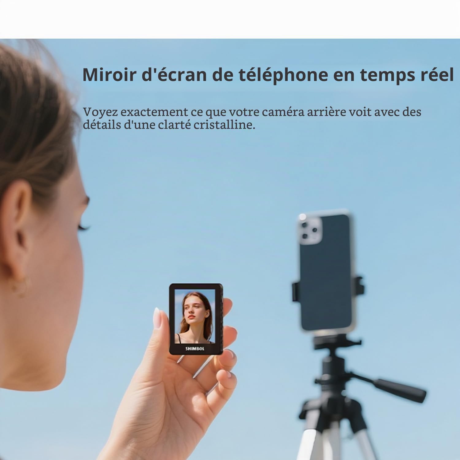 SHIMBOL CP5 Mini 2 Selfie Monitor Screen – Écran externe pour appareil photo arrière de smartphone, écran Vlog 2,4" pour iPhone & Android, connexion 30 m, zoom 4x, obturateur Bluetooth (noir)
