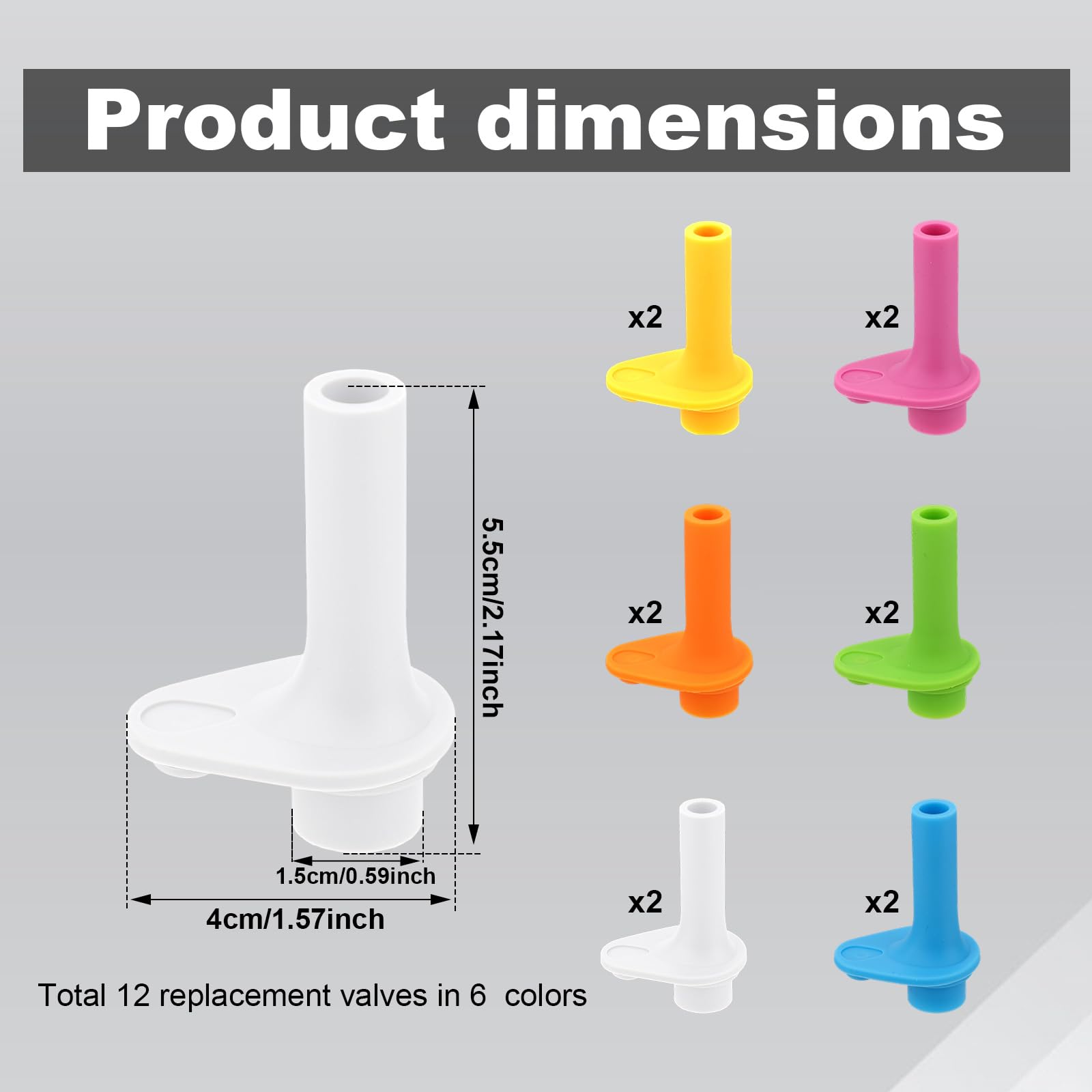 12 Pcs Replacement Bite Valves for Zak, Silicone Nozzle Replacement Parts BPA Free Reusable Straw Cup Lid Accessories Compatible with Zak Designs Kelso 15oz/16oz Water Tumbler Bottle - 3