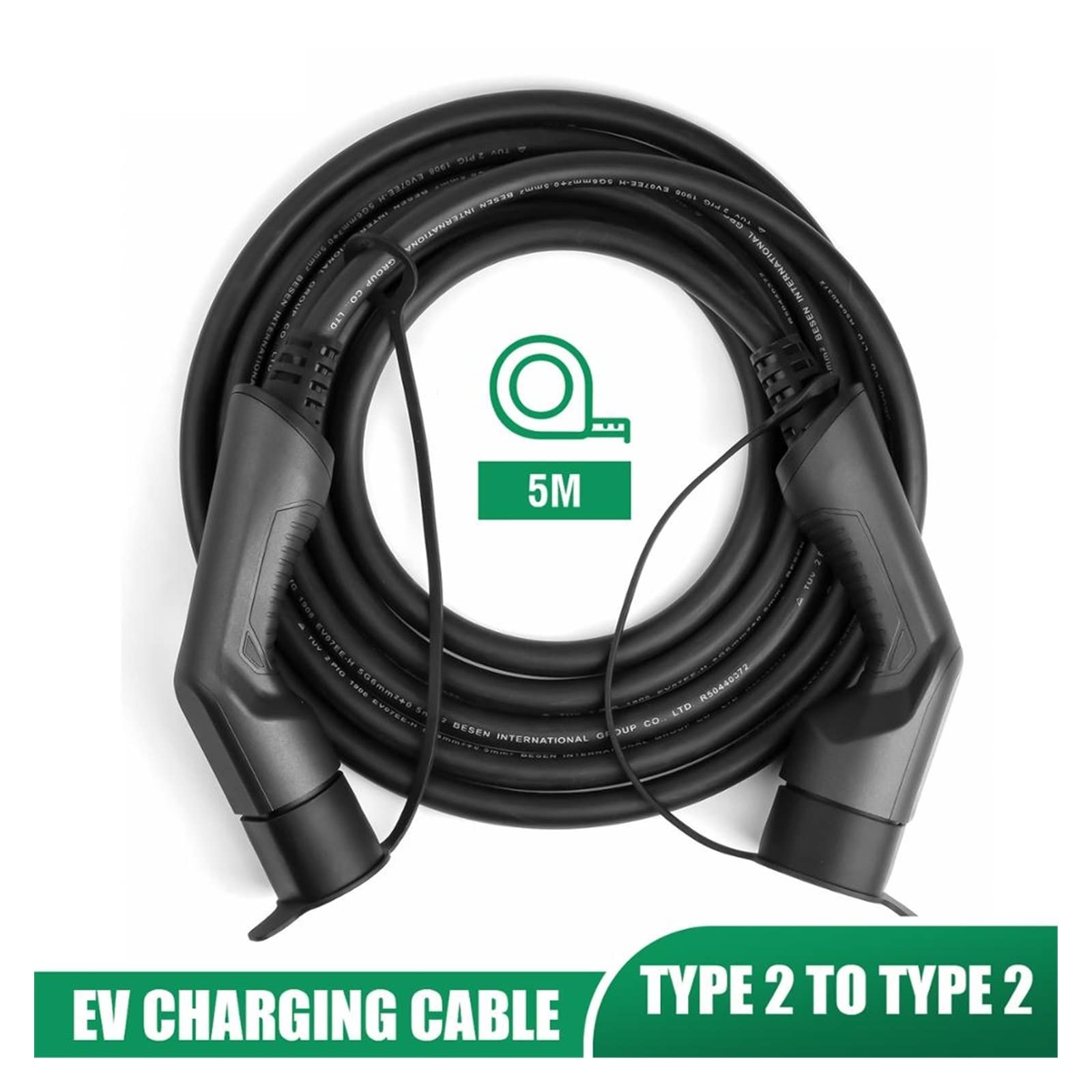 Ładowarka EV, Kabel ładujący EV 32A 22KW trójfazowy przewód elektryczny pojazdu do stacji ładowarki samochodowej typ 2 EVSE wtyk żeński na męski IEC 62196(16A 1Phase-3.6KW)