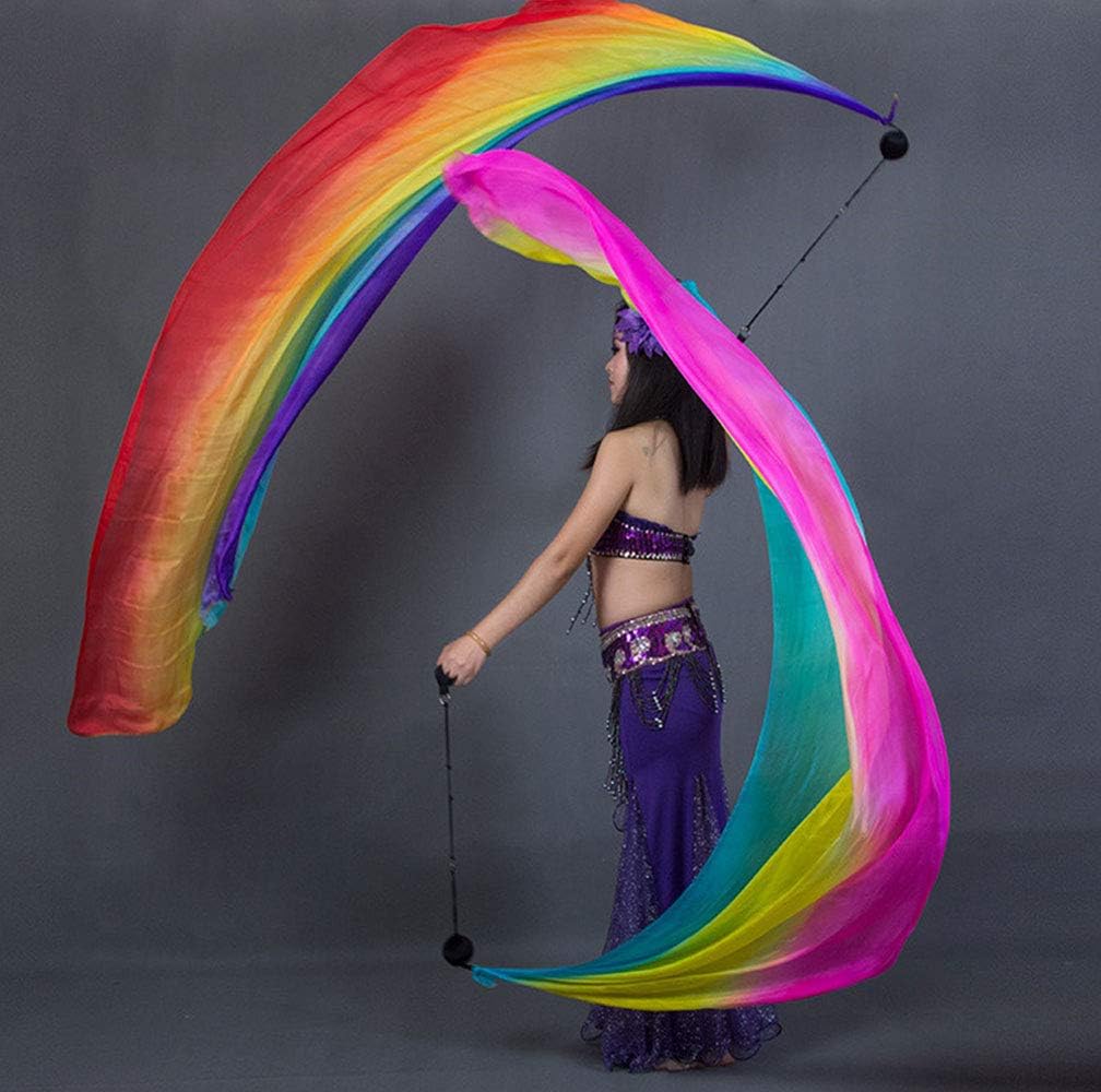KIKIGOAL 2pcs 2.5x0.9M/98.43"x35.43" Multi-Color Dance Silk Veil Poi : Sports & Outdoors