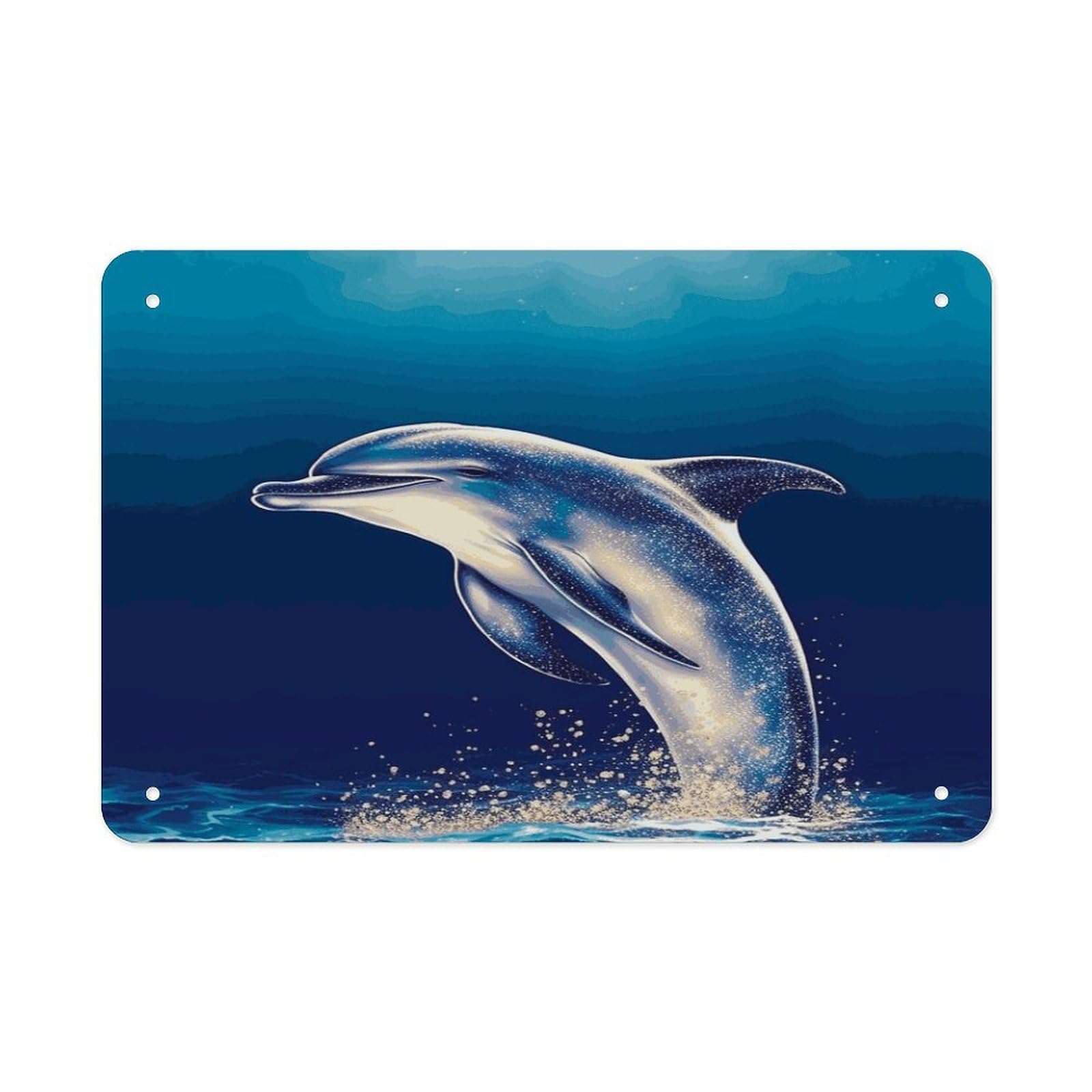 Fekiloot Style Glitter Dolphin Metal Signs Wall Art Tin Sign