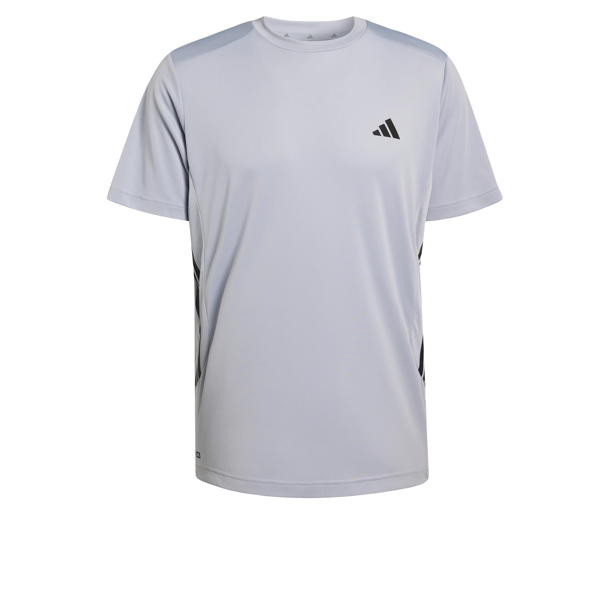 adidas Men's Tech Essentials Workout 3 Stripes Shirt, Halo Silver, XS