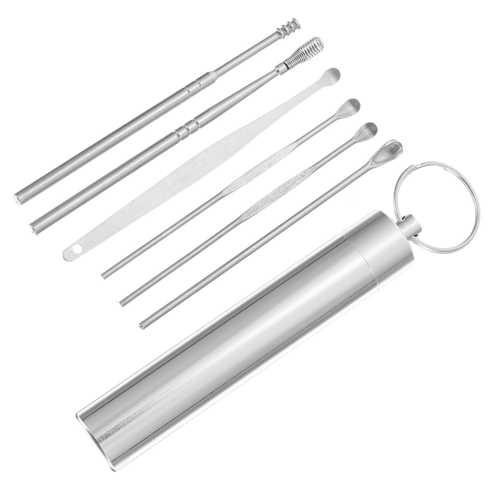 Stainless Steel Earwax Removal Kit with 2 Portable Ear Cleaning Tools Set in Aluminum Case for Safe Ear
