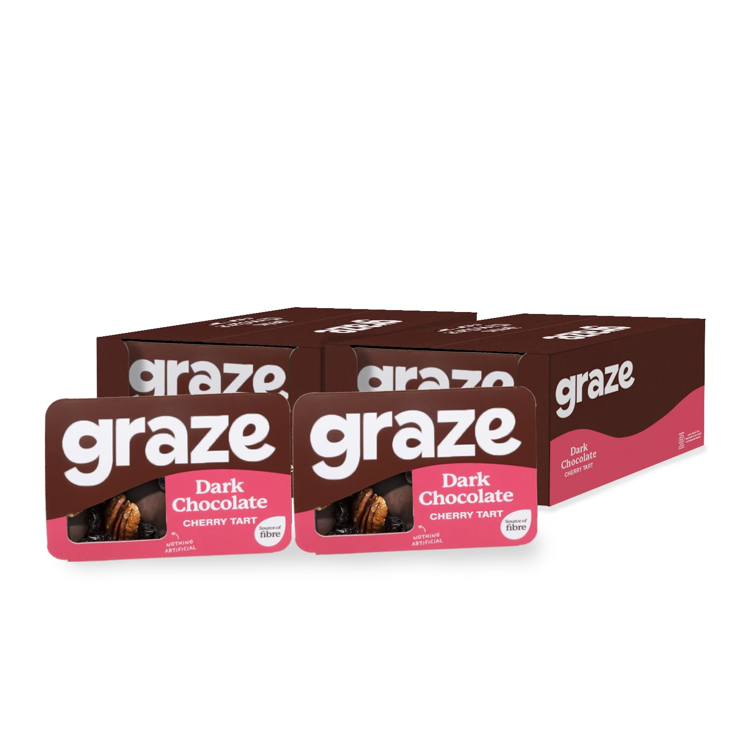 Graze Dark Chocolate Cherry Tart - Vegetarian Healthy Snacks, Natural Flavours - Packaging may vary - (18 x 40g Snacks)