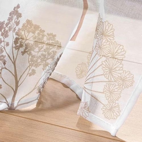 Voilage a oeillets 140 x 240 cm voile sable imprime Palmea Naturel - vue 4