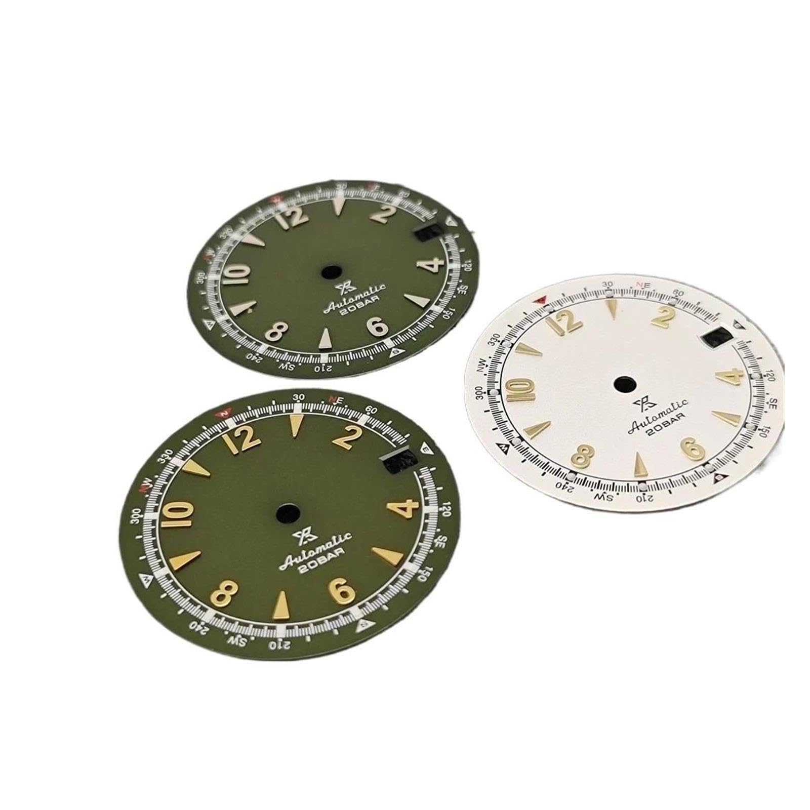 1 szt. 28,5 mm oliwkowo-zielona tarcza zegarka z cyframi rzymskimi
