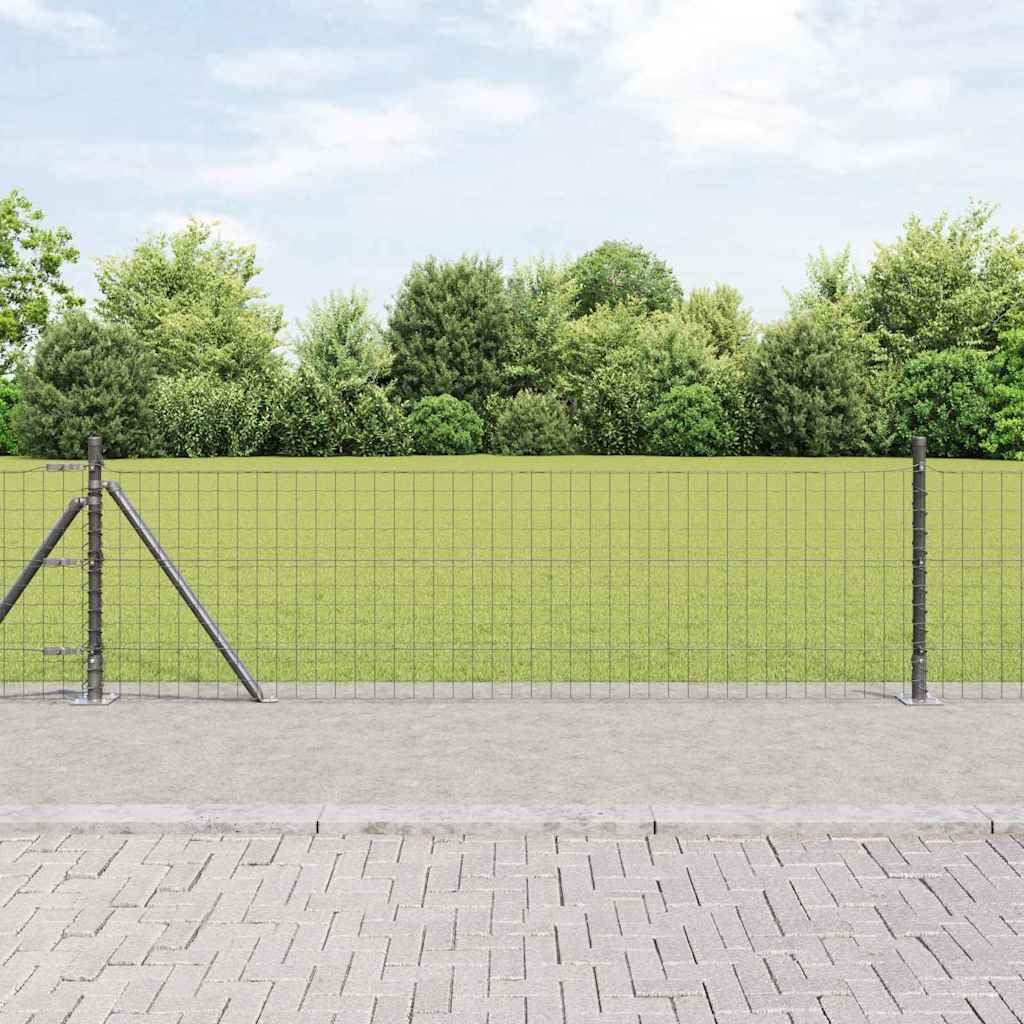 Postes de valla para hormigón, acero pulverizado, gris, juego de 52 para jardín, terraza, parcela, fijación con base de hormigón, resistente a la intemperie