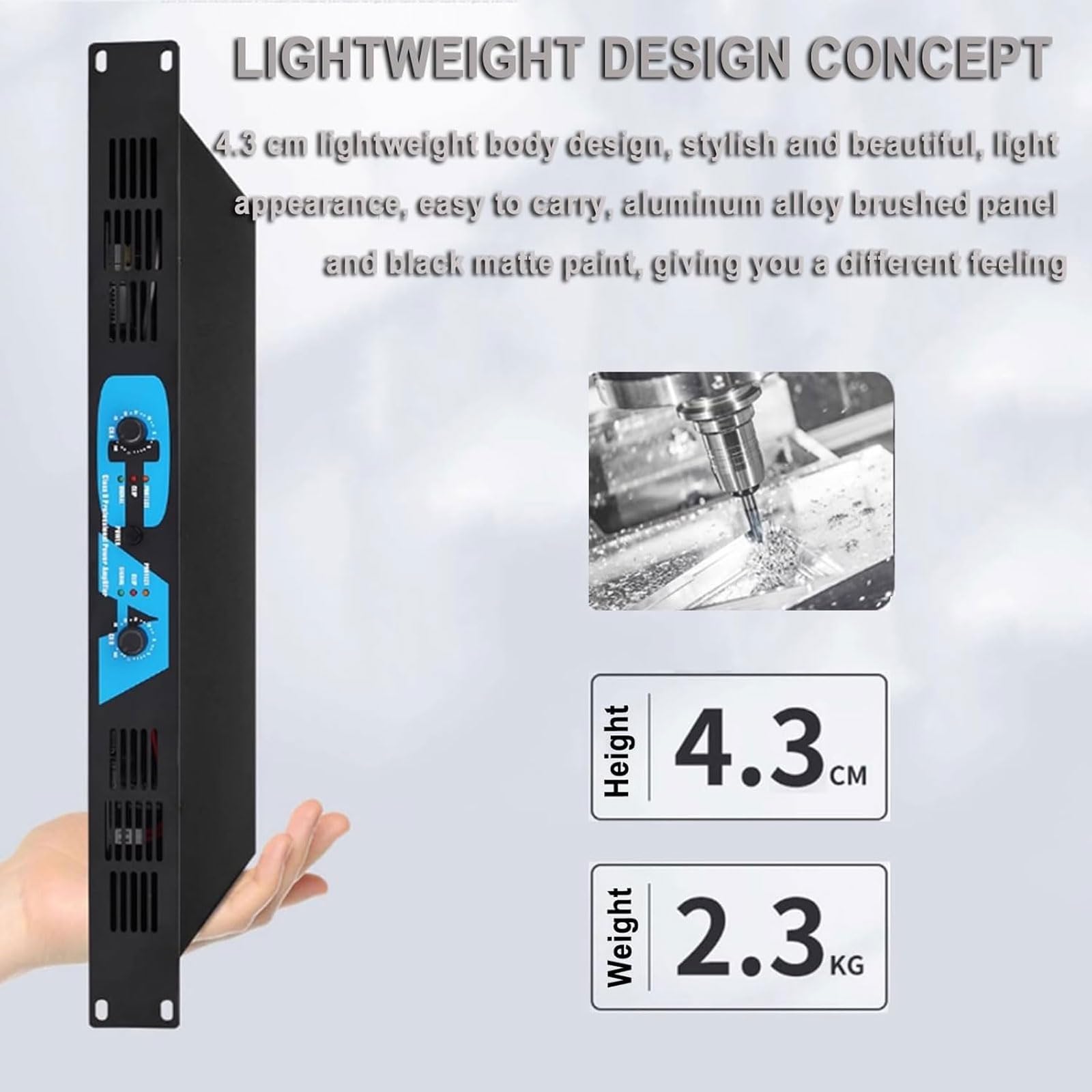 Amplificatore Digitale Professionale, Amplificatore Portatile per La Casa da 400 W X 2 con Luce LED, 2 Ventole di Raffreddamento, Uscita Indipendente a Doppio Canale, per Casa