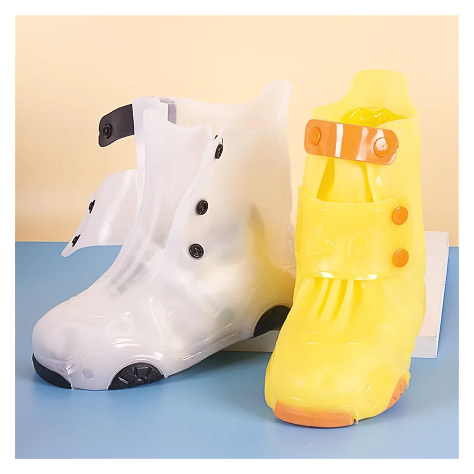 Cubre Zapatos Impermeable Waterproof Covers Silicone Overshoes Boots Protectors Portable Snow Rubber Protects Foot Rain For Boy Girl Calzado Lluvia Antidesliza(White,XL)