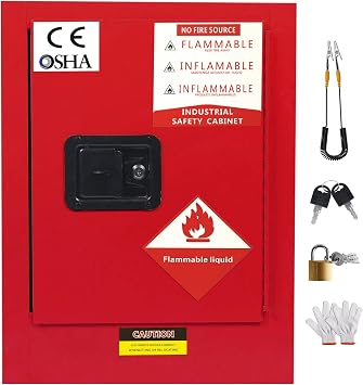 WETOXL12 Gallon Flammable Cabinet 23H x 18W x 18.2D, Galvanized Steel Safety Storage Cabinet, Adjustable Shelf for Commercial Industrial Home Use Red
