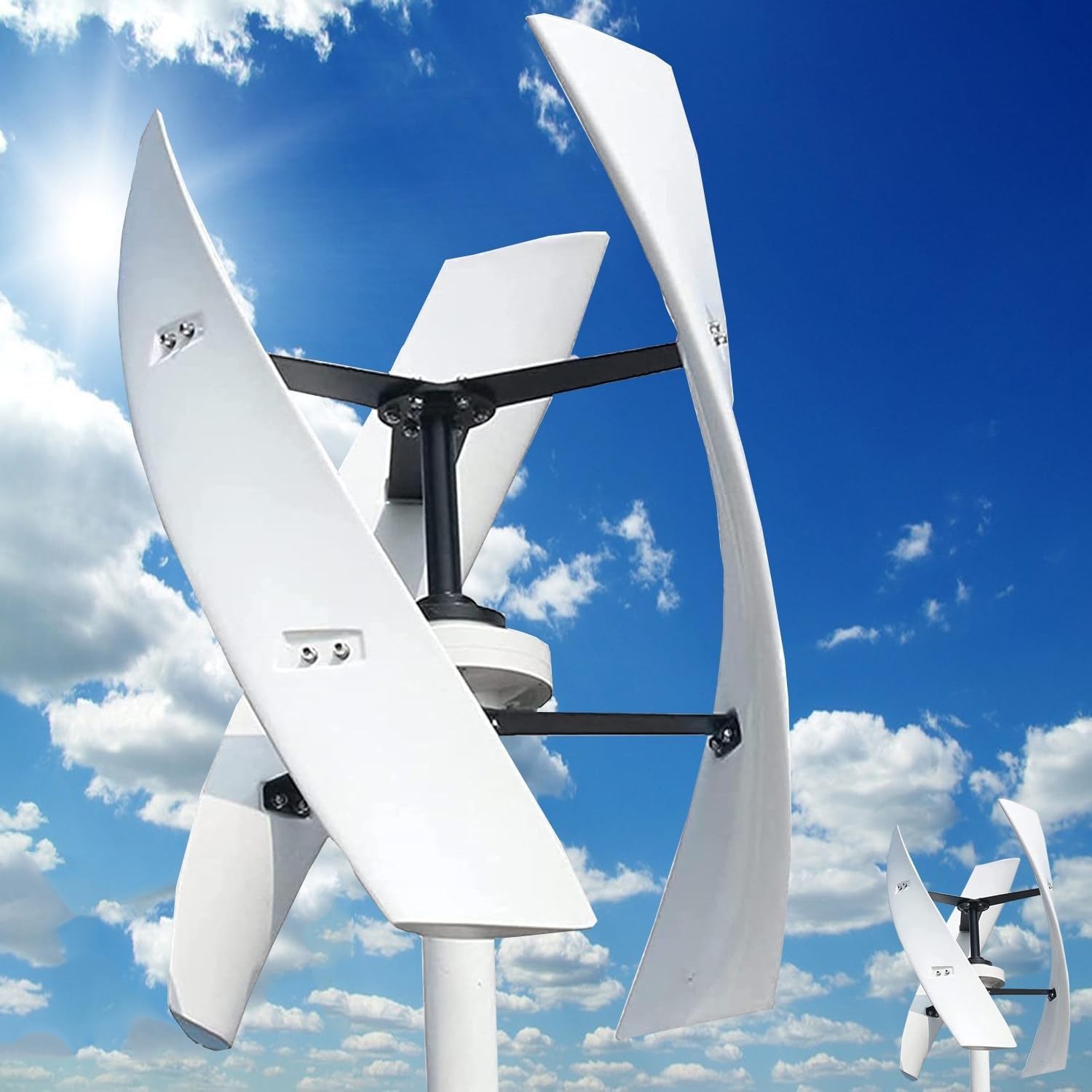 Generatore Eolico Ad Asse Verticale Generatore Eolico Kit Completo 18000W Turbina Eolica Altro Generatore Eolico Energia Rinnovabile,per Terrazza Marine Camper Chalet Barca(12V)