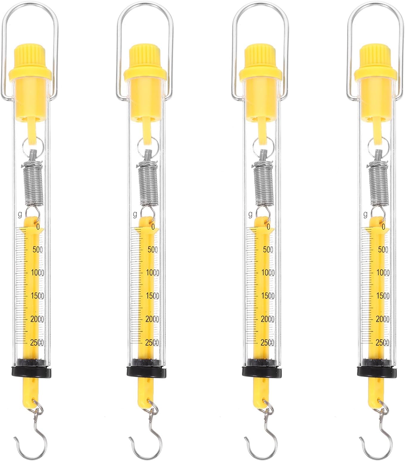 Generic Spring Scale Newton Meter 4Pcs Plastic Tubular Mechanical Hanging Scales with Hook for Physics Experiments and Teaching Instruments 2.5Kg Set