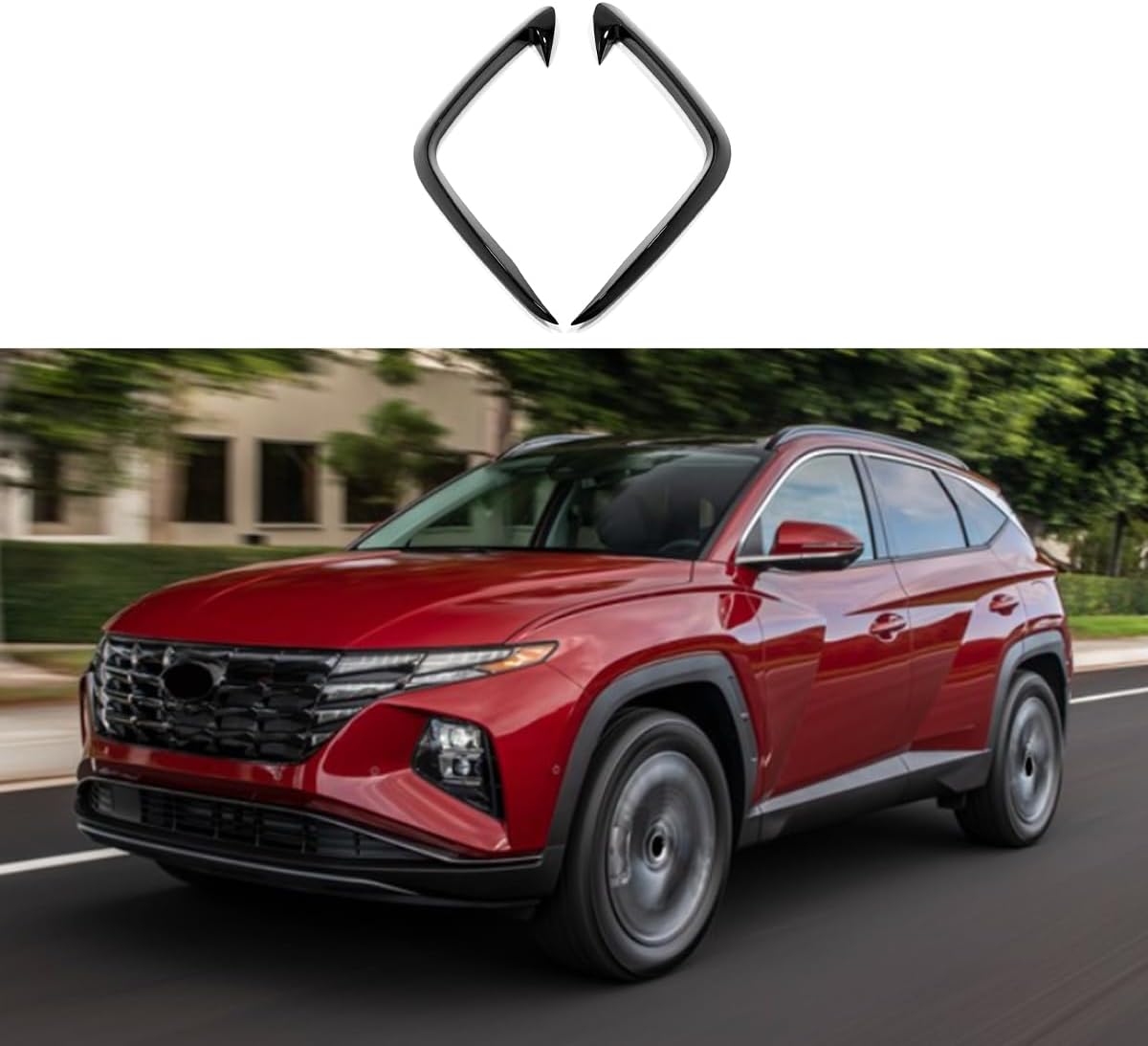 Car Accessories Fit for Hyundai Tucson 2025 2024 2023 2022 Fog Light Trim Cover Front Fog Light Eyebrow Spoiler (Glossy Black) 2PCS ABS