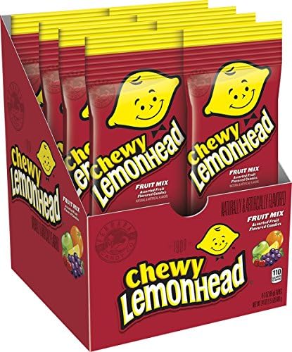 Lemonhead Chewy Fruit Mix Candy, Lemon, Grape, Apple, Cherry & Orange, 3 oz (Pack of 8)
