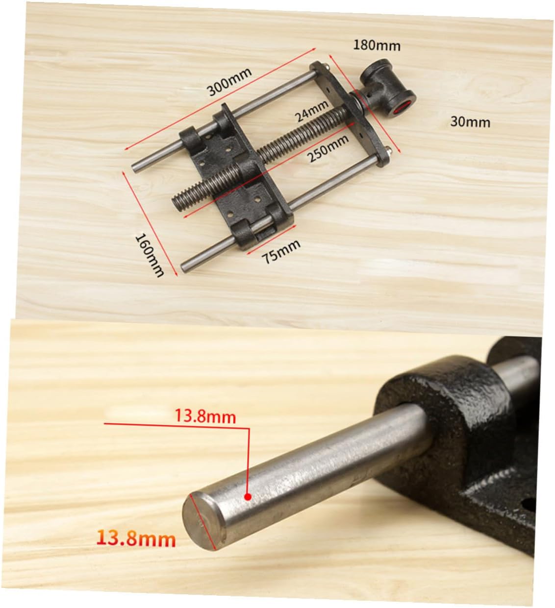 Woodworking Table Plier and Guide Rod 7-inch Standard Wood Clamp with Connecting Rod for DIY Woodworking and Workshop Use