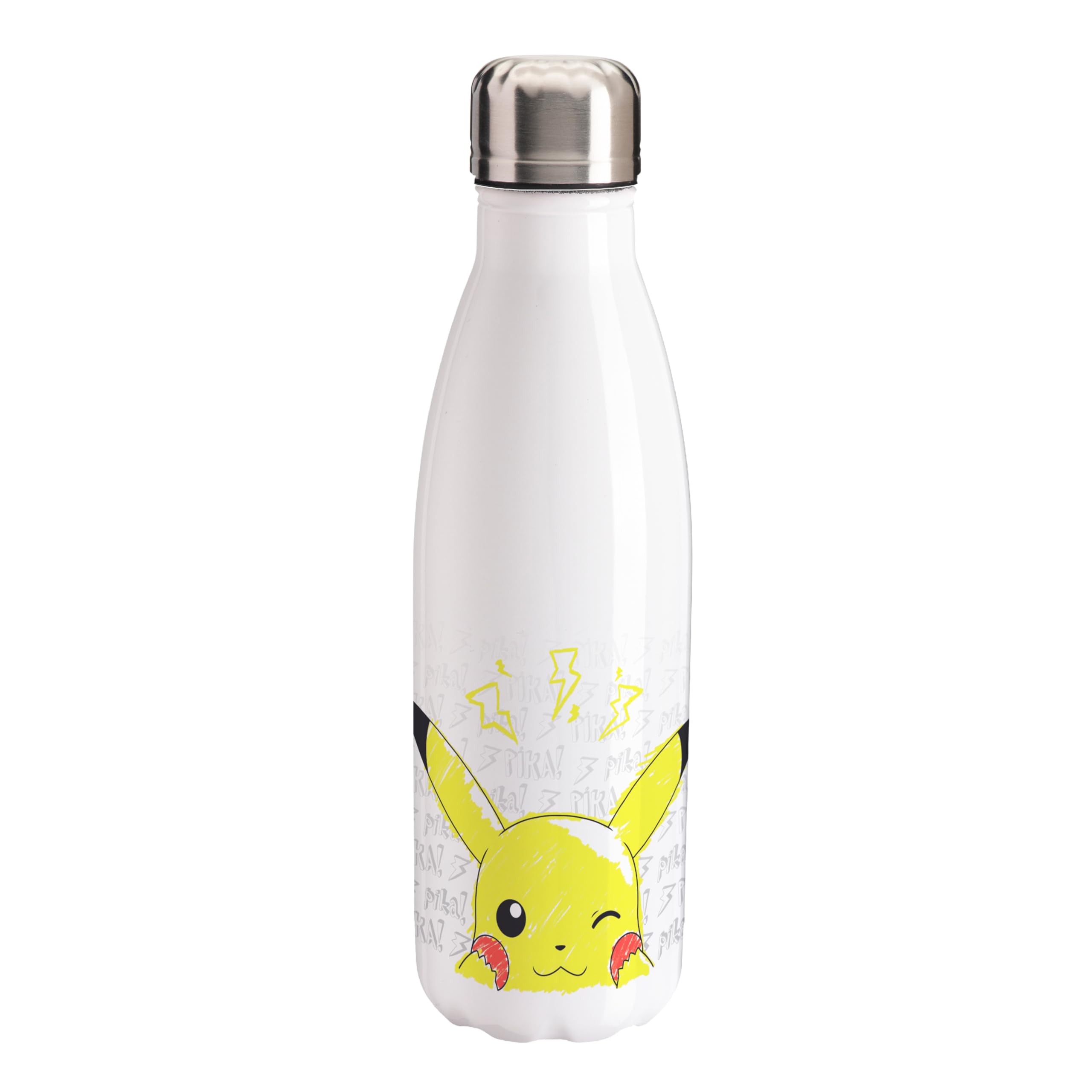 Abystyle White Pokémon Pikachu Scribble 500Ml Stainless Steel Water Bottle | Pokémon Water Bottle | Water Bottle | Leakproof & Lightweight | Pokémon Merchandise | Pokémon Gifts