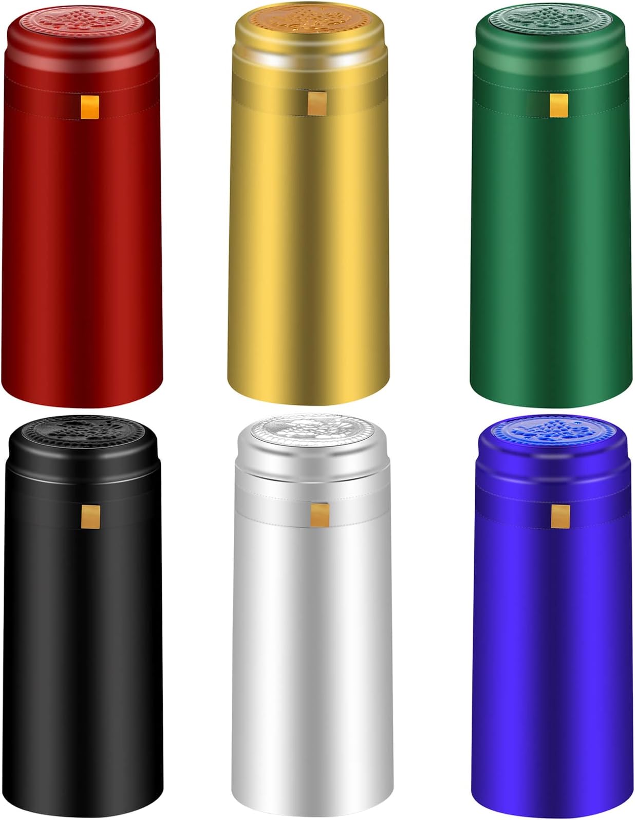 PVC Heat Shrink Capsules - 6 Colors 120 Count Wine Caps Shrink Wrap Sleeves Clear Bottle Capsules for Professional, Wine Making Cellars and Home Use