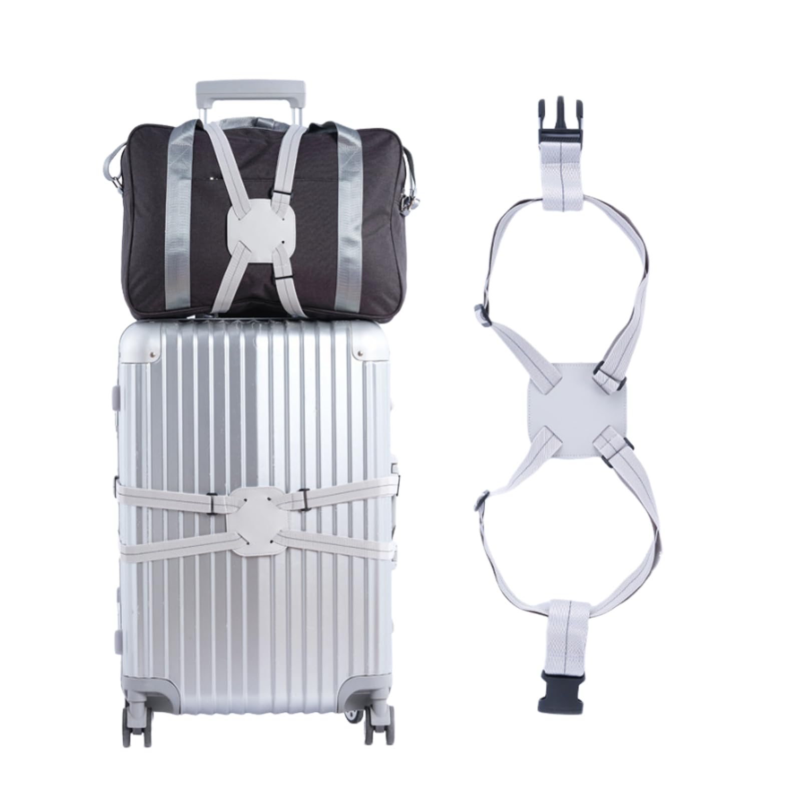 DFsucces スーツケースベルト ワンタッチ式 荷物固定 調節可能 荷崩れ防止 紛失防止 高弾性スーツケース留めベルト 旅行便利グッズ (グレー)