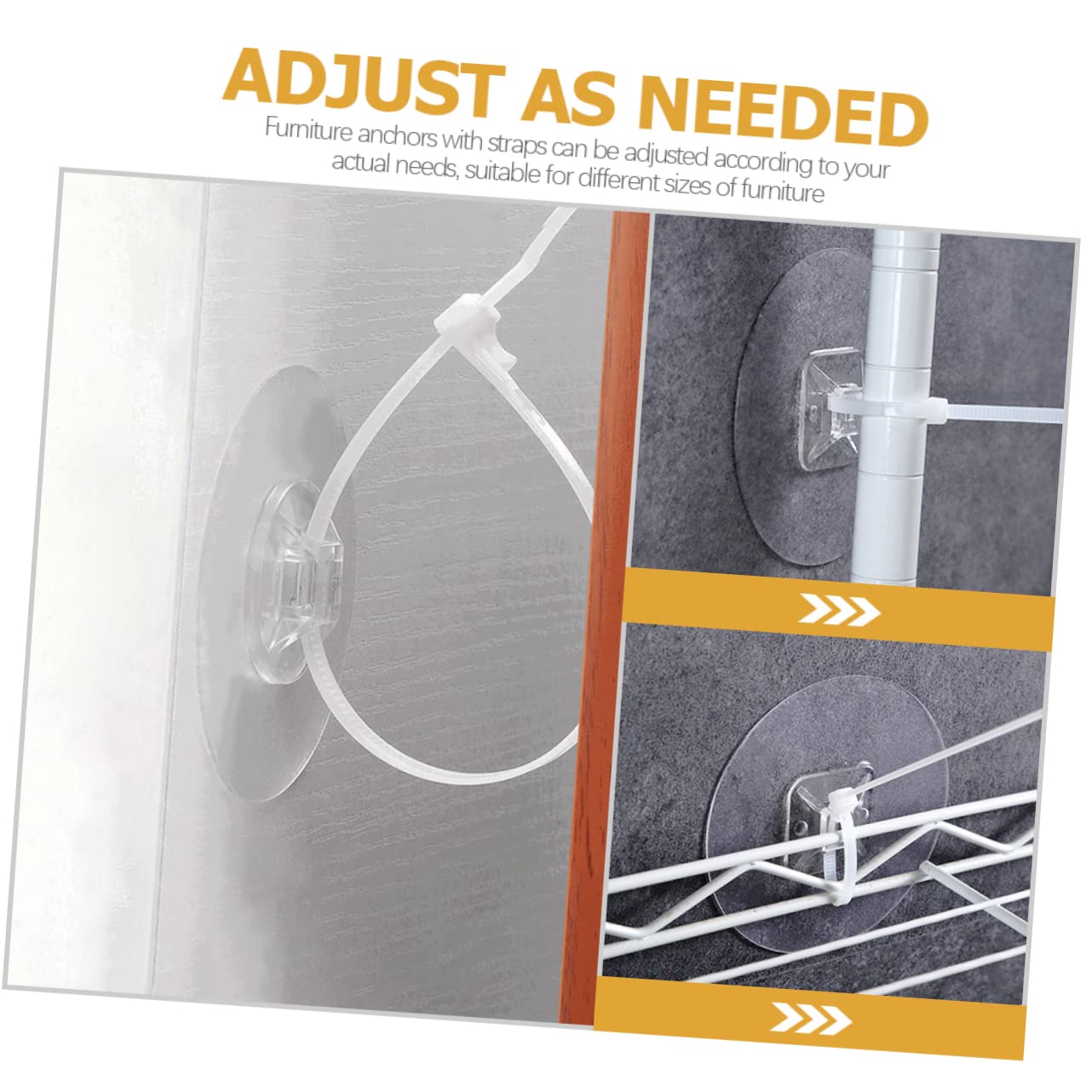 CIYODO Furniture Wall Anchors Straps Kit White Furniture Anchor Safety Hooks for Baby Proofing Wall