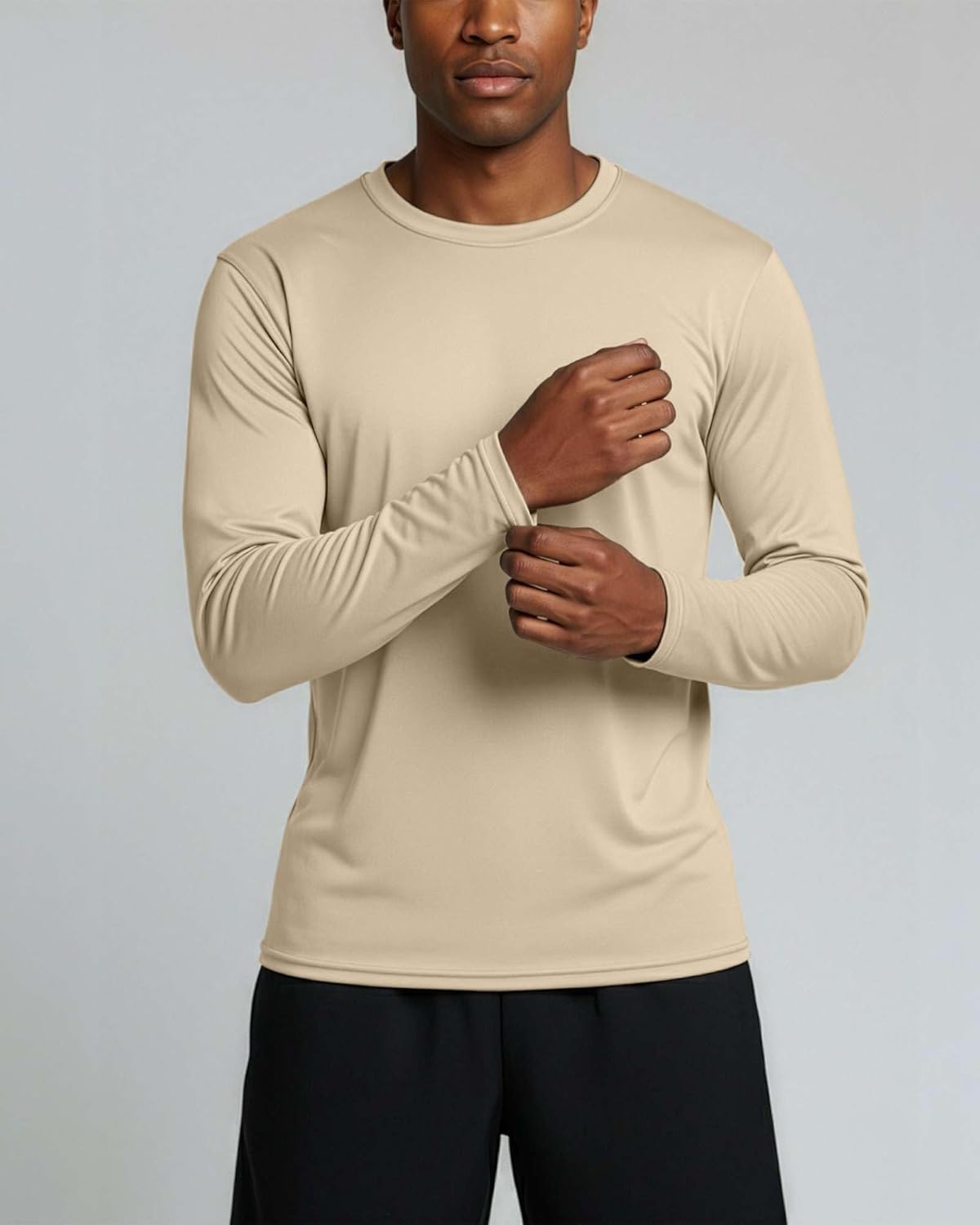 Real Essentials 4 Pack: Mens Long Sleeve Dry Fit T Shirts Hiking Fishing Workout Gym Work Sun UPF 50 Wicking Running Tee