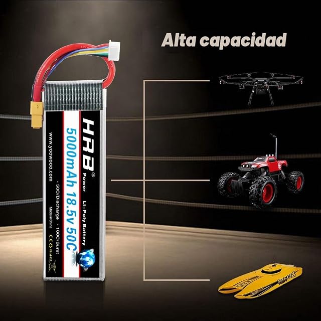 Foto 2 de 7 de HRB RC Lipo batería 5S 18.5V 5000mAh 50-100C XT90 Conector para Mikado LOGO500 Alinear T-REX550 600 GAUI X5…