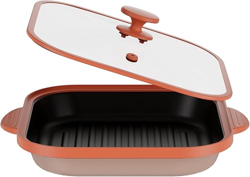 Microwave Grill Pan with Glass Cover - Bacon Cooker, Crisper & Grilled Cheese Maker, Microwave Cookware,Dishwasher Safe for Easy Clean