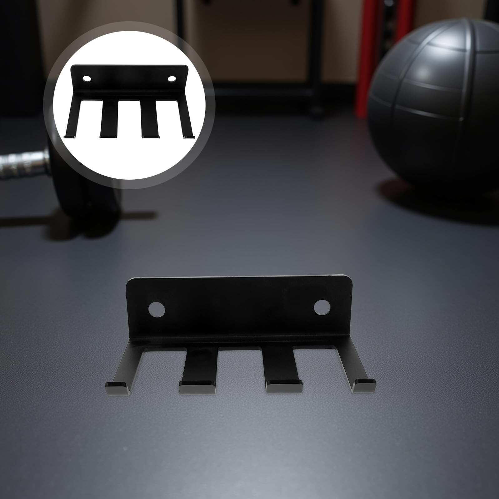 Supporto per Bilanciere da Parete Verticale in Metallo 3 Ganci per Rack Squat Stoccaggio Accessori Palestra Montaggio Salvaspazio per Palestra Domestica