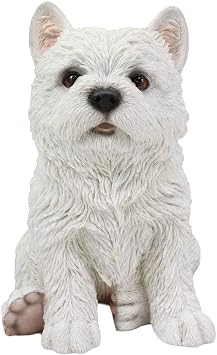 Ebros Gift Sitting Lifelike Realistic West Highland Terrier White Westie Puppy Dog Decorative Figurine 6.75" High Collectible Decor with Glass Eyes As Animal Pet Scottish Dogs