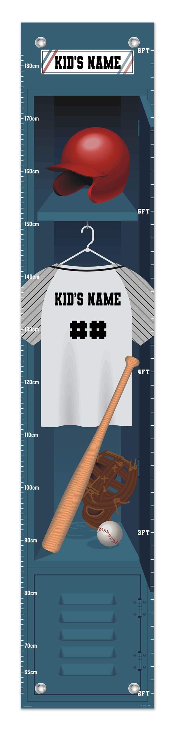 Sports Growth Chart Baseball Locker Custom Name Gifts for Kids Room Decor Personalized Growth Chart