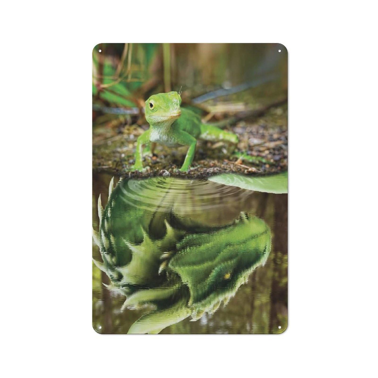 Classic Vintage Metal Sign 30x20cm Featuring Lizard With Dragon Mindset, Home Bar Decor for Cafe, Pub, Workshop Or Home Bar